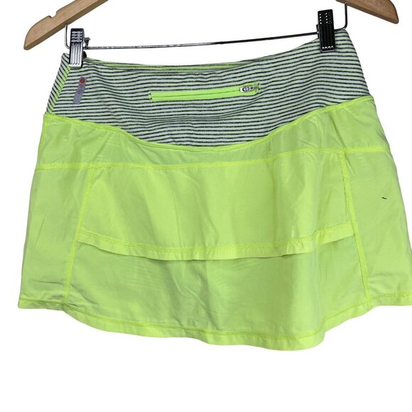 Zella Love Skort Size Medium Pull On Stripe Waist Athleisure Yoga Yellow Green - Picture 4 of 9